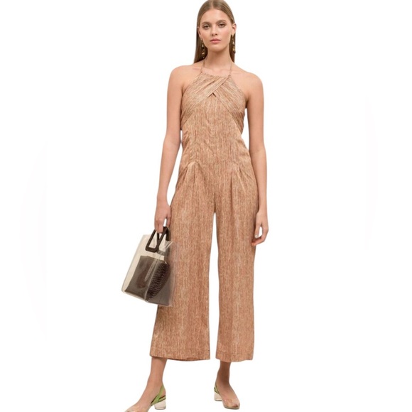 NWT Tuckernuck Moon River Striped Tie Back Halter Jumpsuit Cooper Size XS - Picture 4 of 13